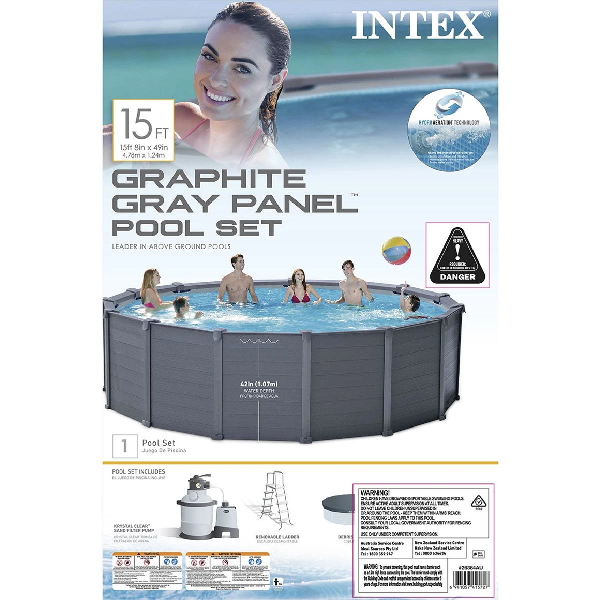 Intex Graphite Panel Pool Round - 15ft