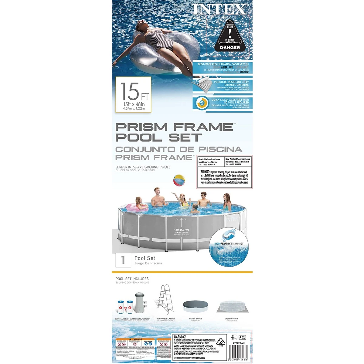 Intex Prism Frame Pool Round - 15ft Dia x 48in Deep