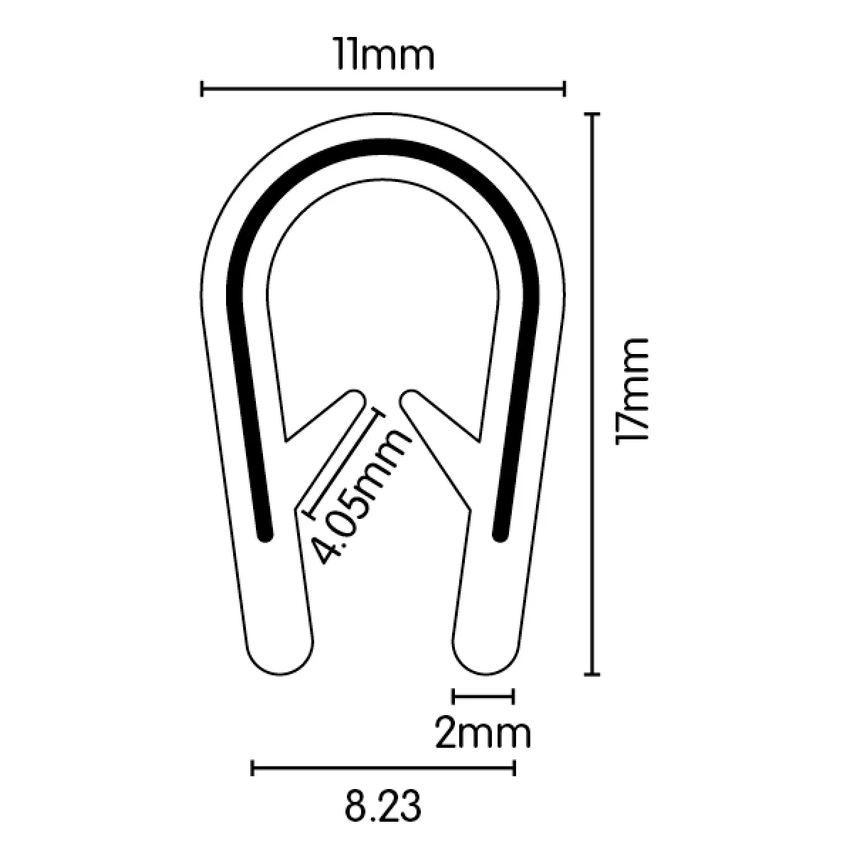 PVC Black Finishing Pinchweld - 17mm x 11mm