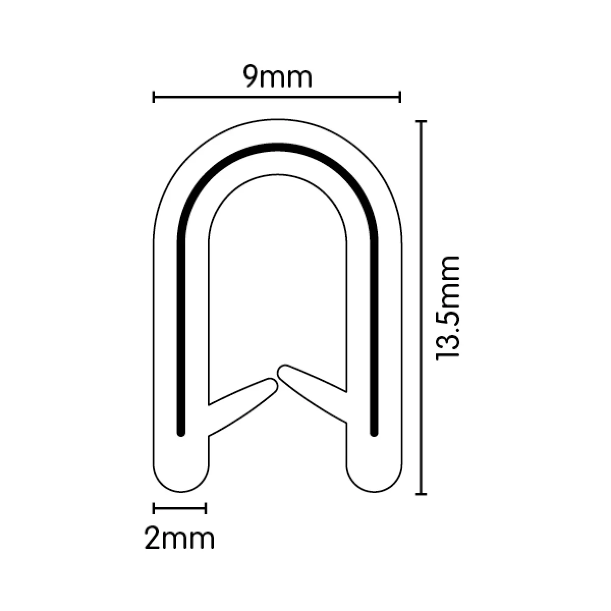 PVC Black Pinchweld - 13.5mm x 9mm