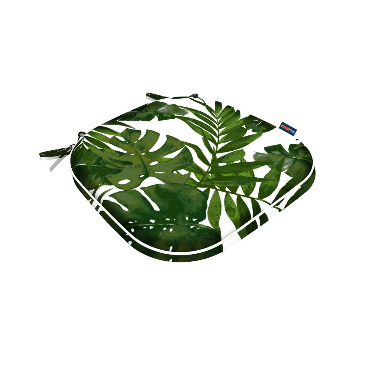 U-Shaped Designer Chair Cushion Green Palm Leaves