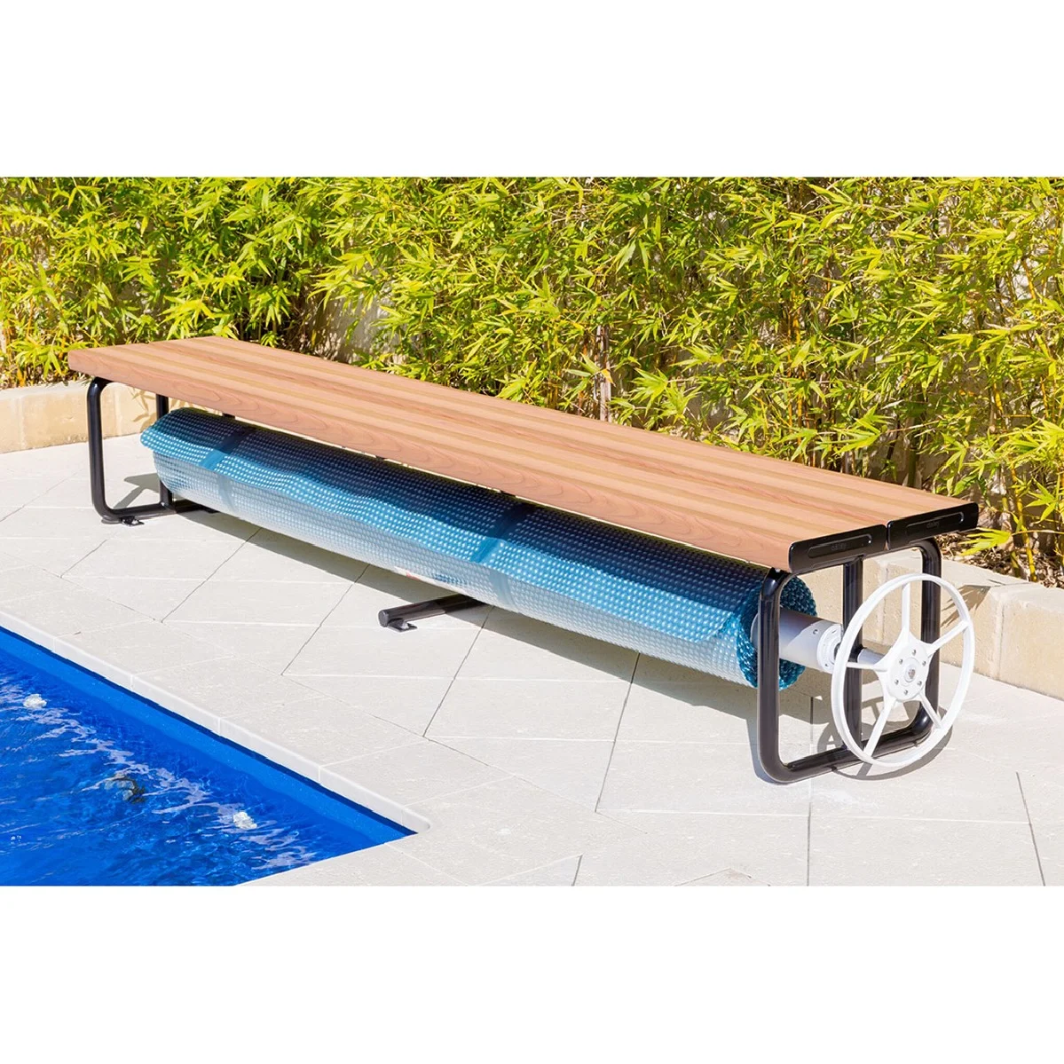 Under Bench Pool Cover Rollers Clear Annodised Aluminium / Suit 2.8m Wide Pool