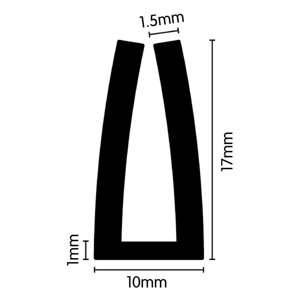 Weather Strip U Channel 17mm x 10mm