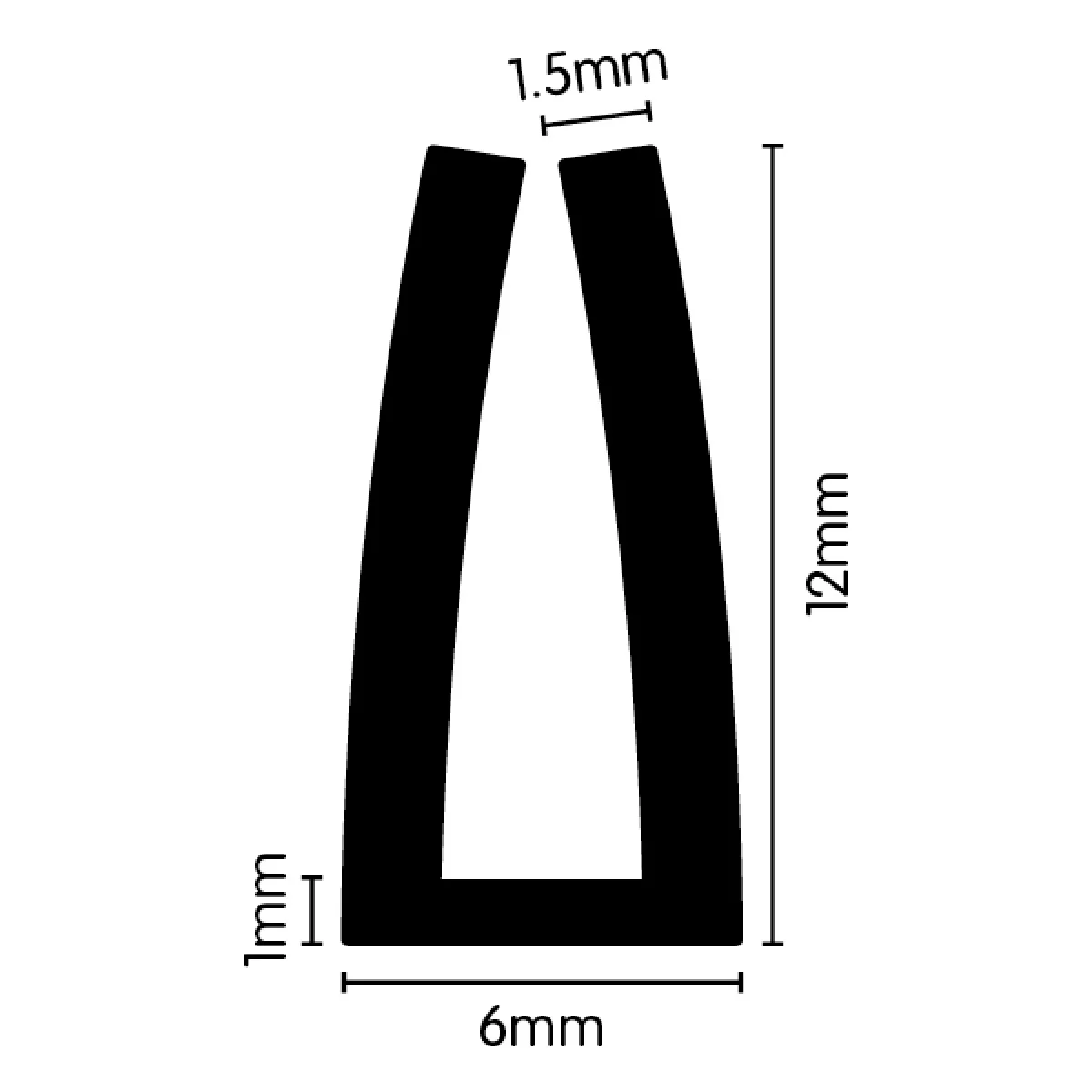 Weather Strip U Channel 6mm x 12mm