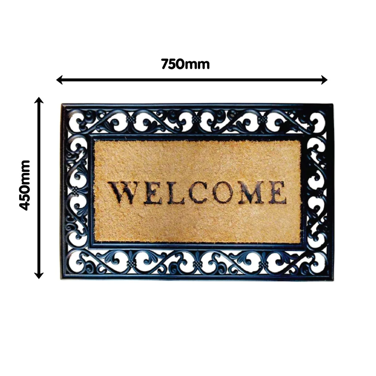 Clark Rubber Medium Coir Mat with Rubber Border - Welcome Print