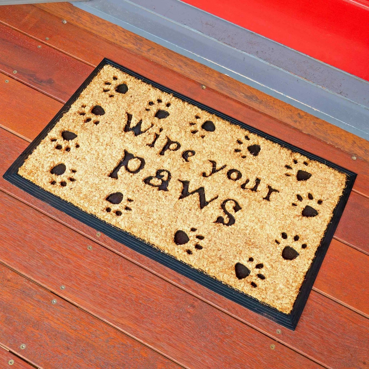 Clark Rubber Medium Coir Brush Mat - Paw Print