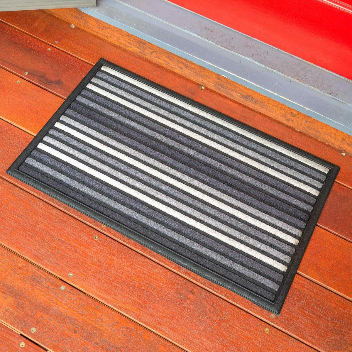 Clark Rubber Scrape N' Sorb Mat Medium Grey Stripe