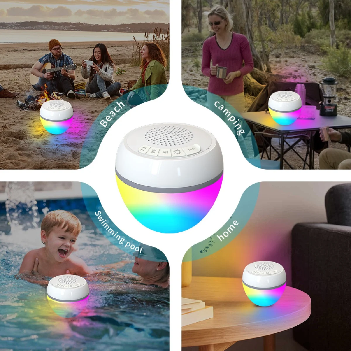 Rechargeable Mini Floating Bluetooth Speaker with Pool Light Show