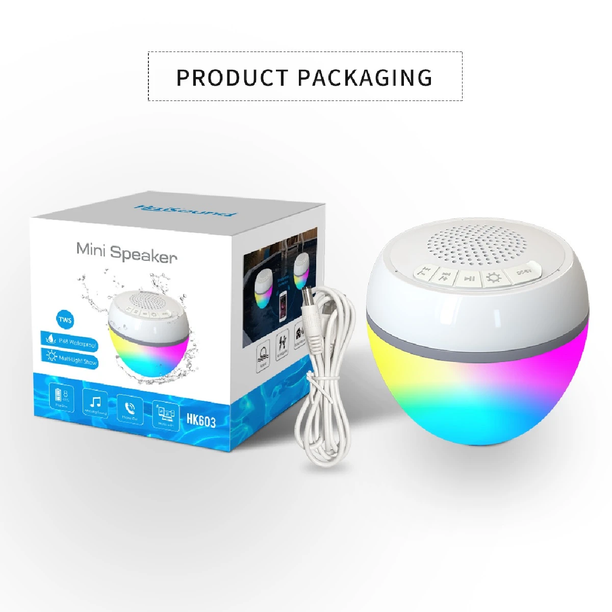 Rechargeable Mini Floating Bluetooth Speaker with Pool Light Show