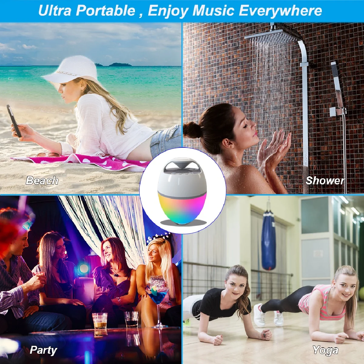 Rechargeable Floating Bluetooth Speaker with Pool Light Show