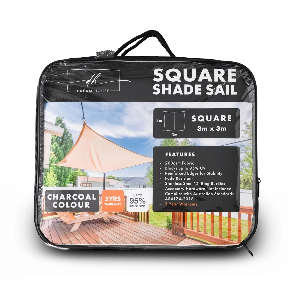 Square Shade Sail 3 Metre Latte