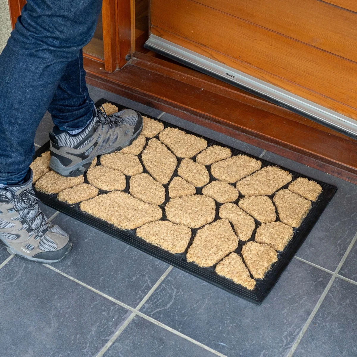 Clark Rubber Coir Brush Mat - Stone