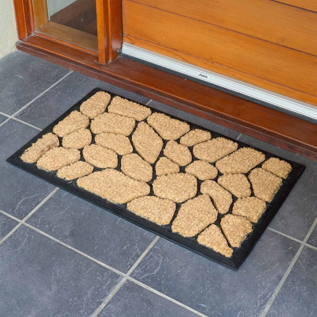 Clark Rubber Coir Brush Mat - Stone