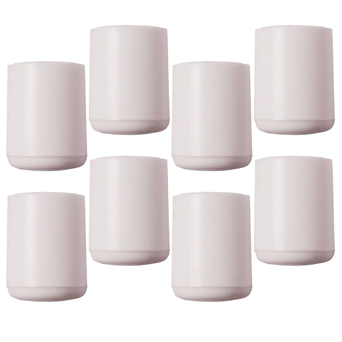 Round Plastic Chair Tip 8 Piece Bundle - White