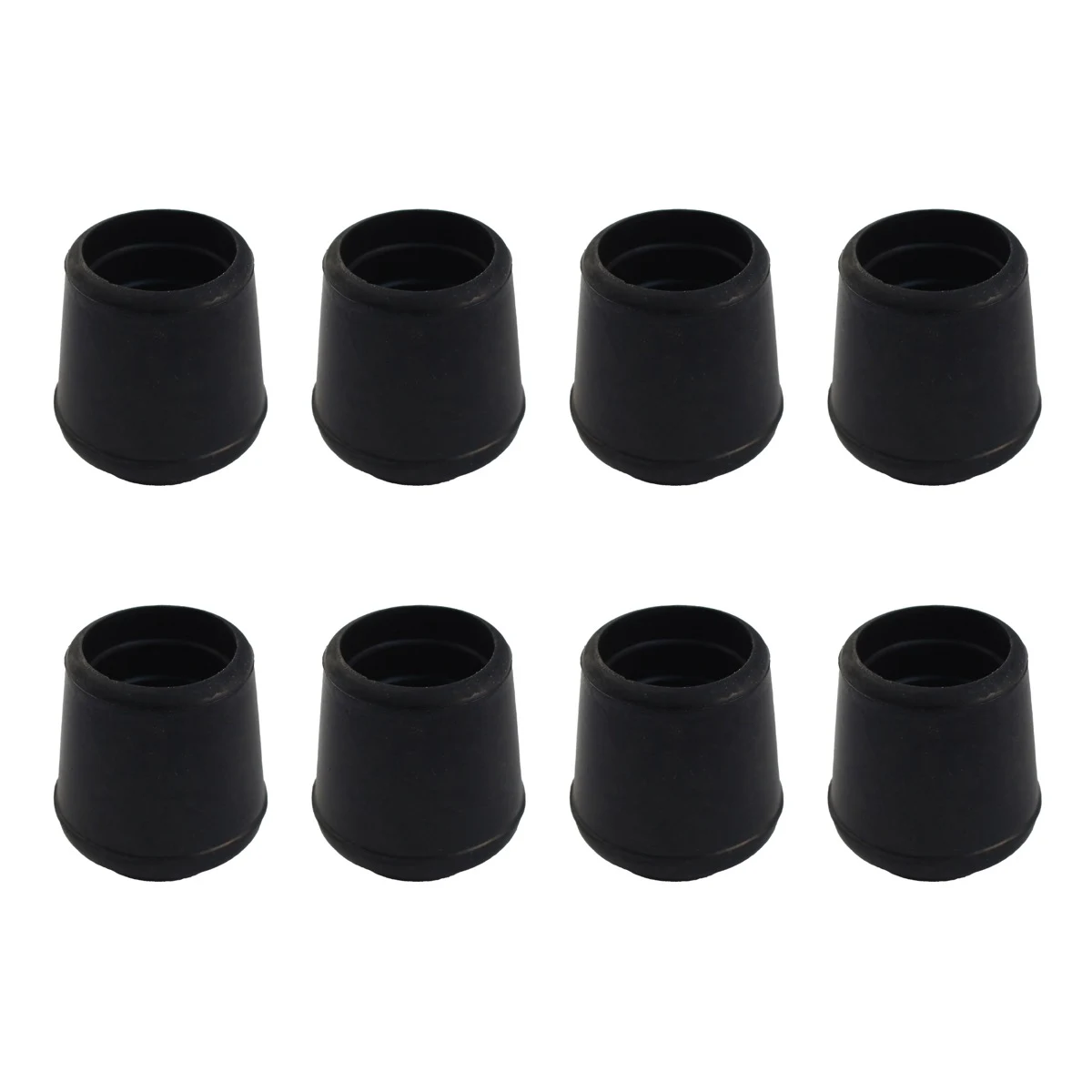 Heavy Duty Rubber Chair Tip 8 Piece Bundle - Black 19mm