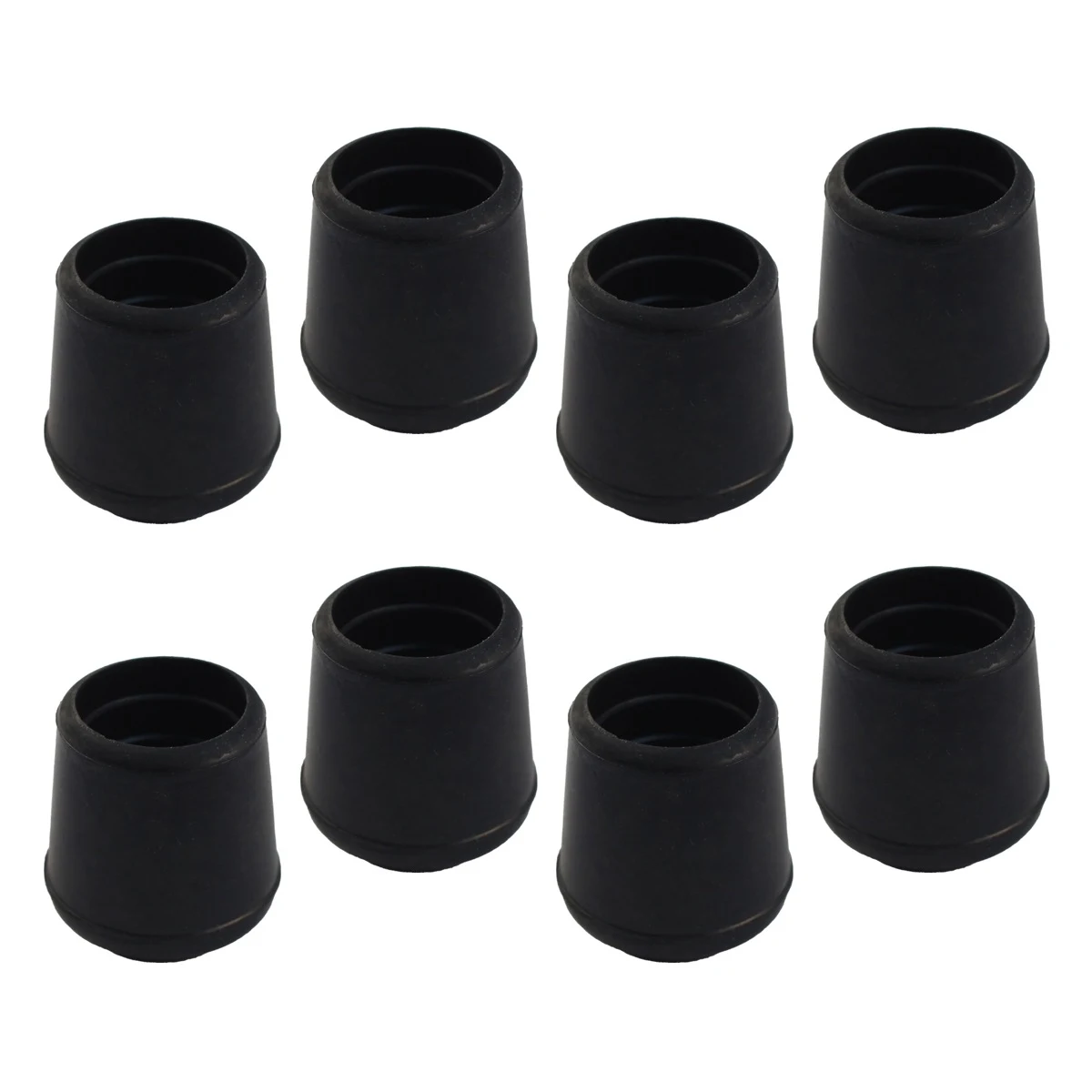 Heavy Duty Rubber Chair Tip 8 Piece Bundle - Black 19mm