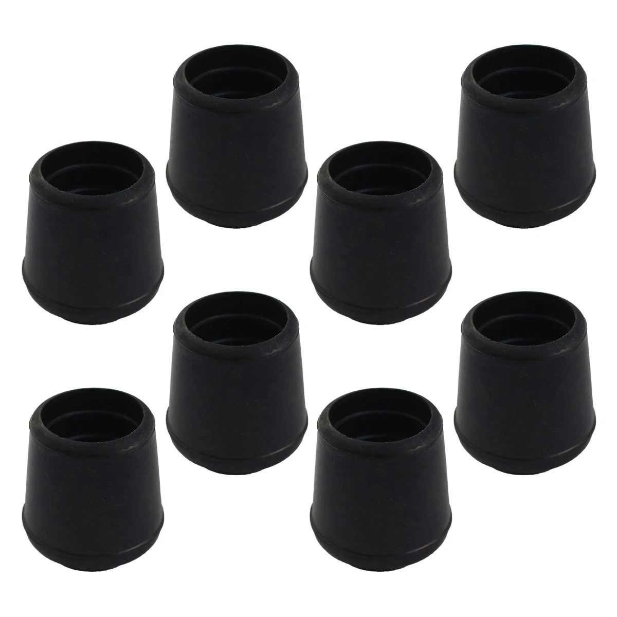 Heavy Duty Rubber Chair Tip 8 Piece Bundle - Black 19mm