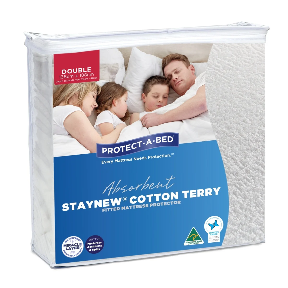 Cotton Terry Fitted Mattress Protector Double