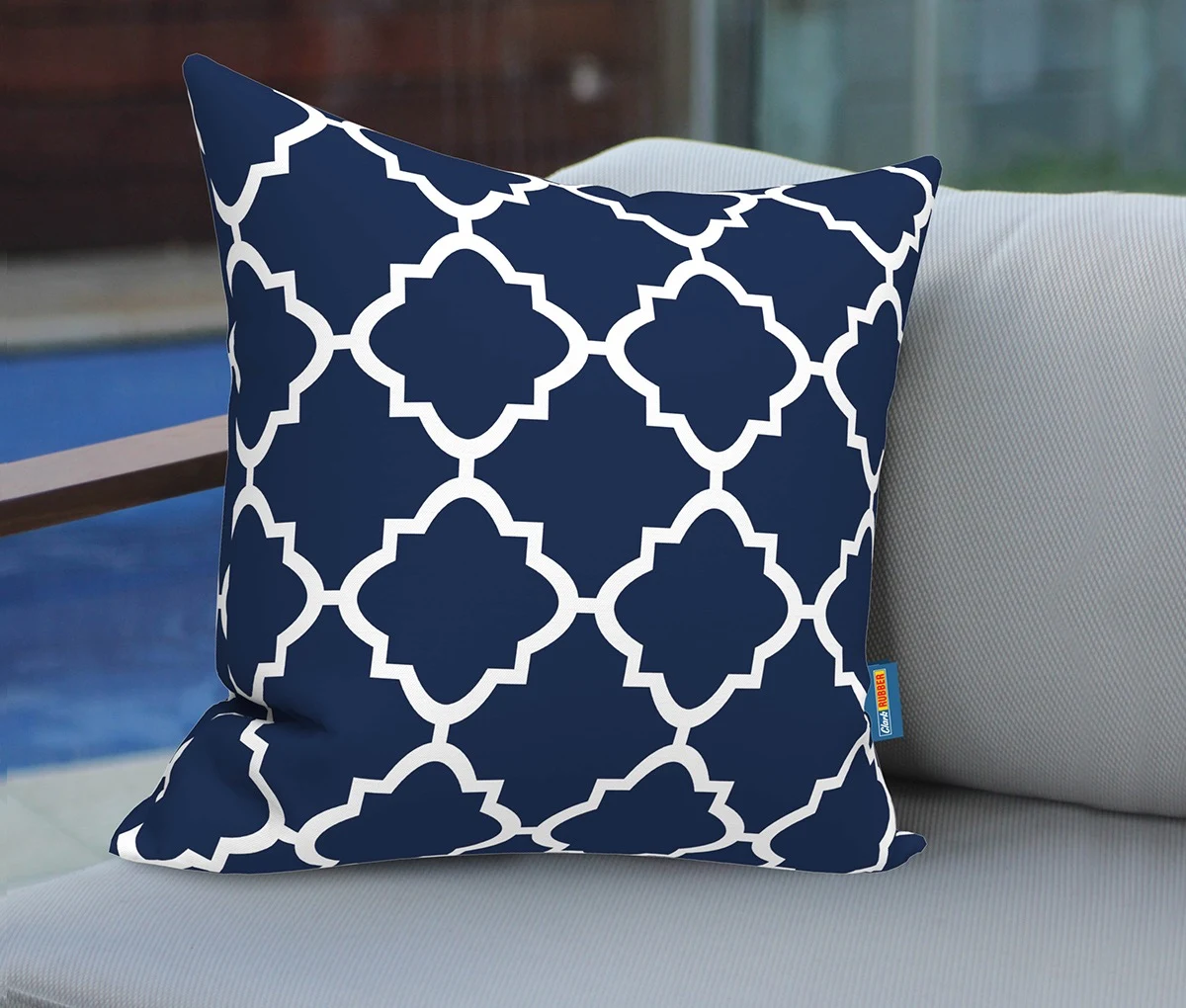 Designer Scatter Cushion Blue and White Geo Pattern