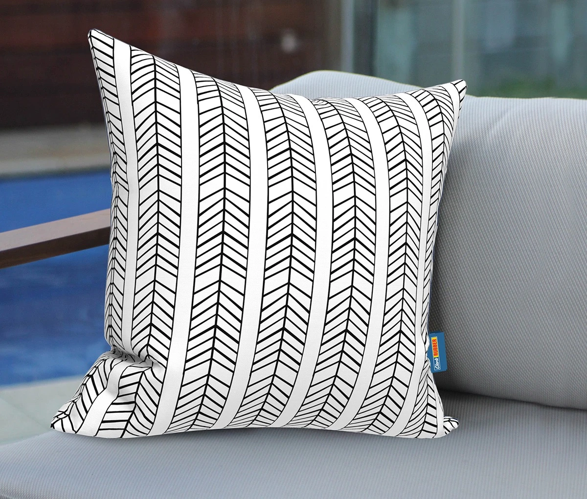 Designer Scatter Cushion White and Black Arrow Pattern