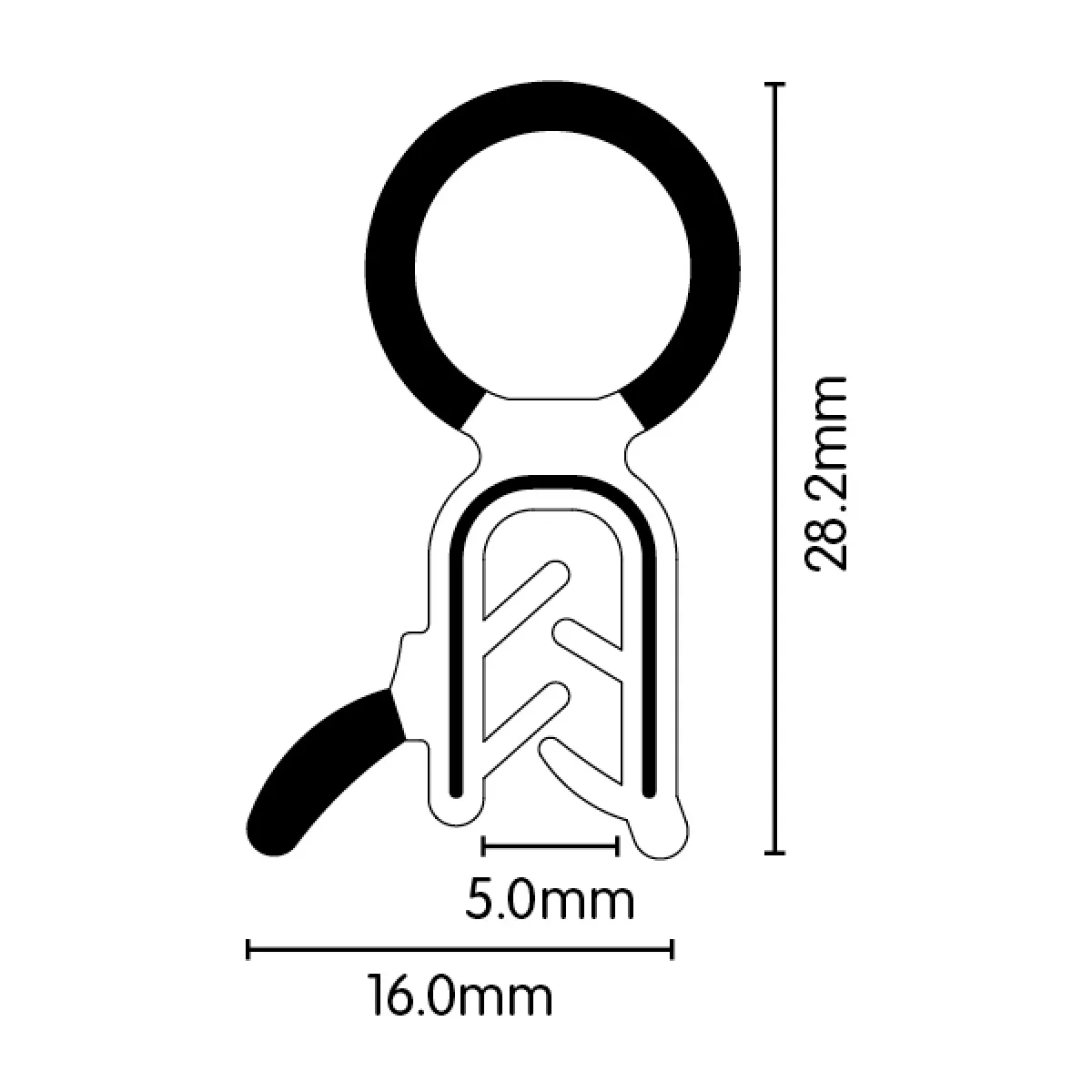 EDPM Boot Rubber Pinchweld With Top Bulb (Small) - 13mm x 10mm