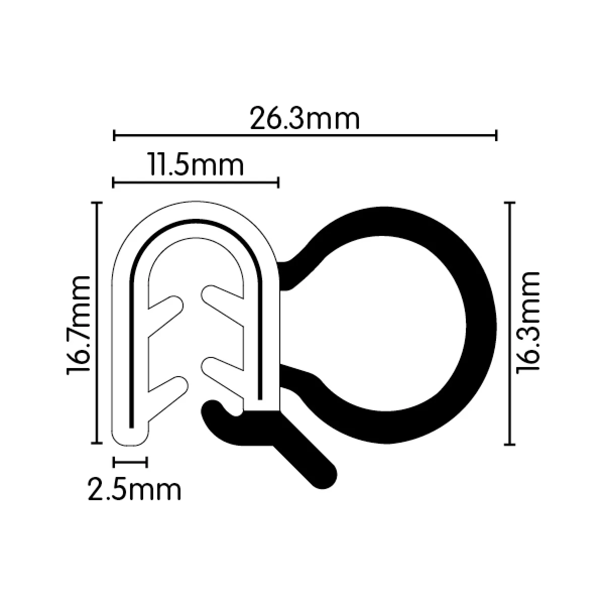 EPDM Black Rubber Pinchweld with Large Side Bulb - 16.7mm x 11.5mm