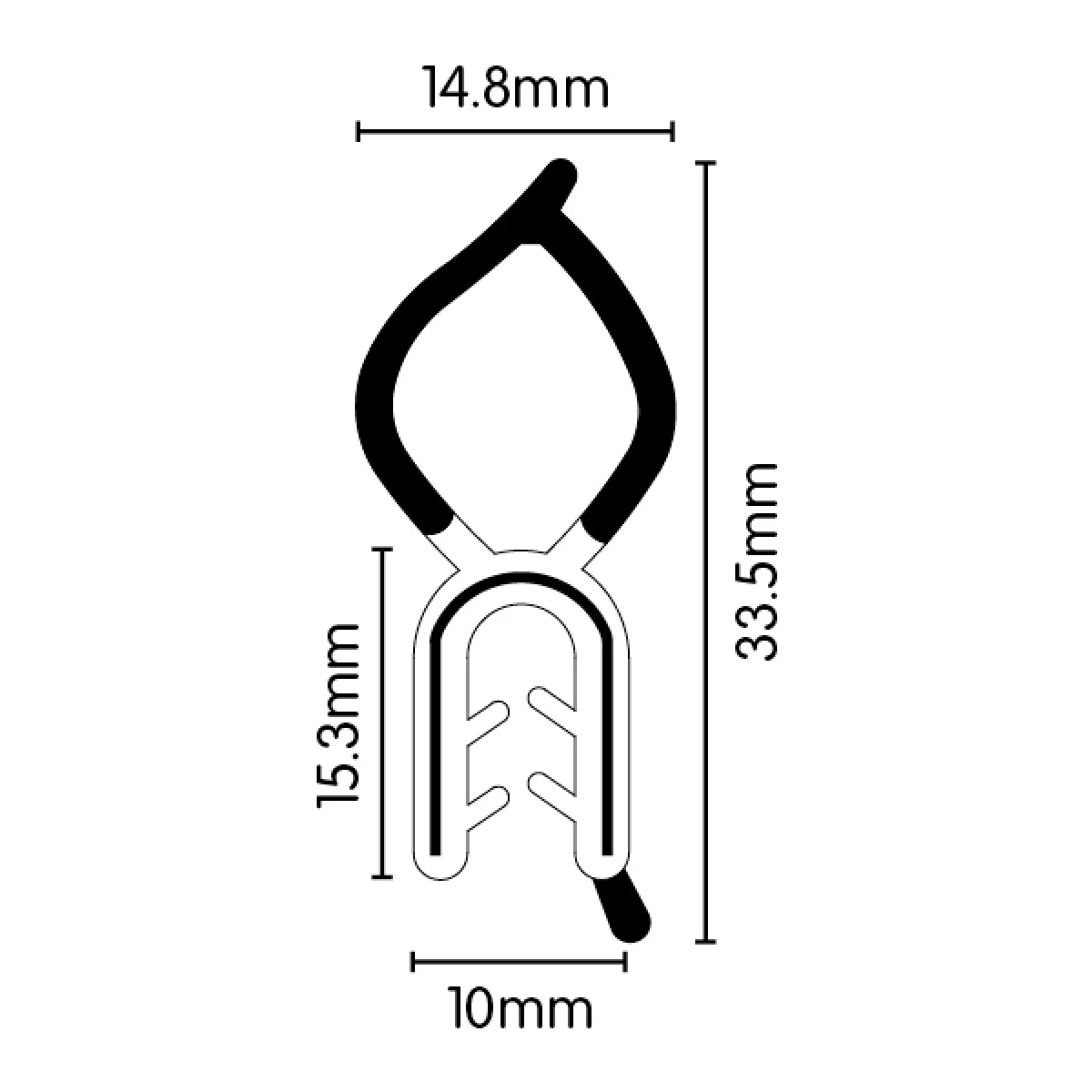 EPDM Boot Rubber Pinchweld with Flame Top Bulb (Large) - 14mm x 7mm