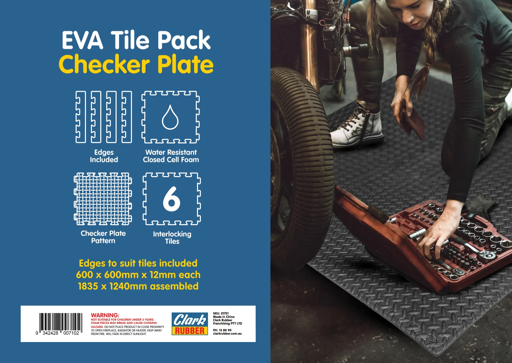 EVA Checker Plate Mats - 6 Piece Pack