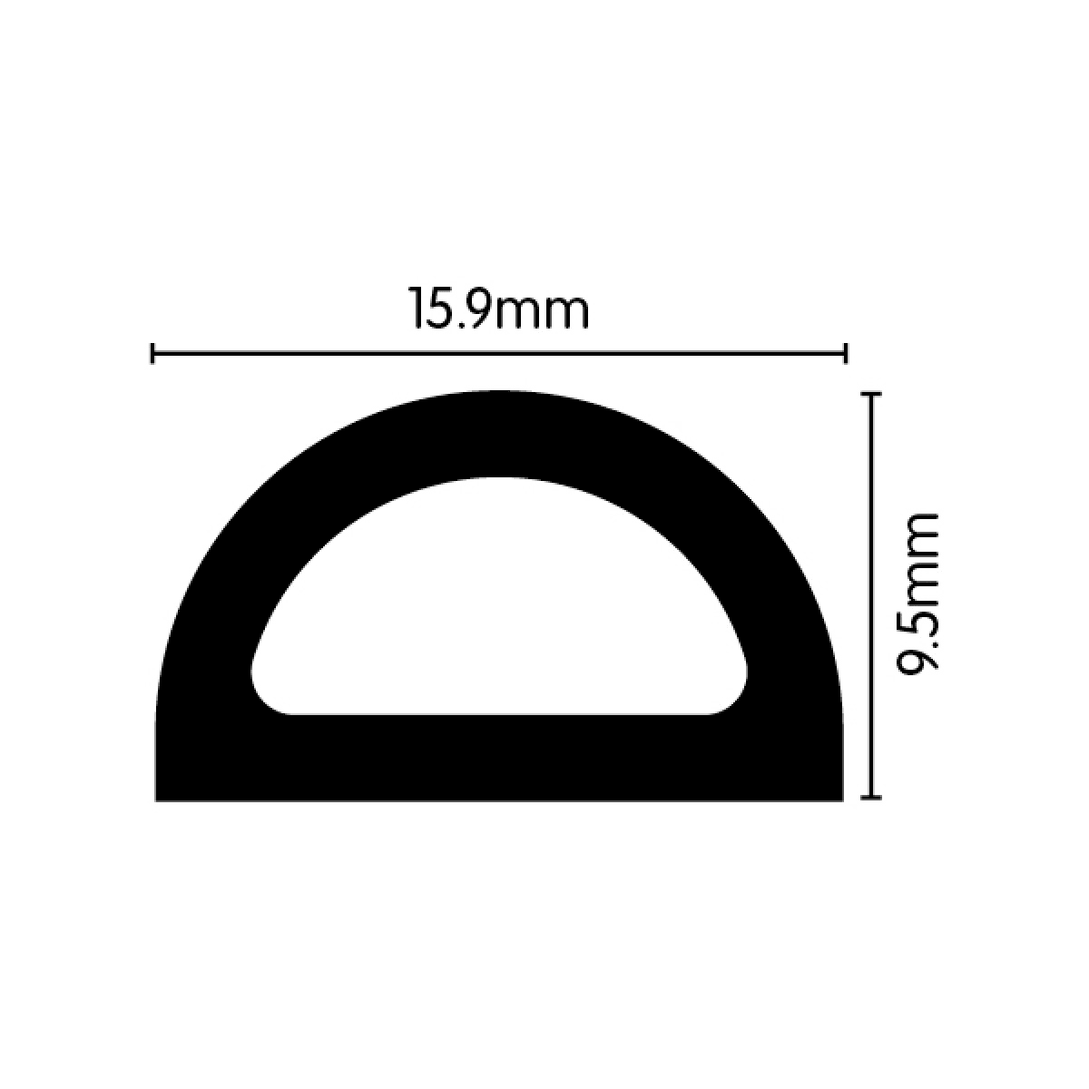 High Density Closed Cell EPDM Sponge Strip D Seal S/A 15.9mm x 9.5mm