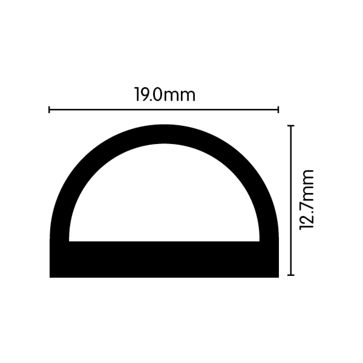 High Density Closed Cell EPDM Sponge Strip D Seal S/A 19mm x 12.7mm