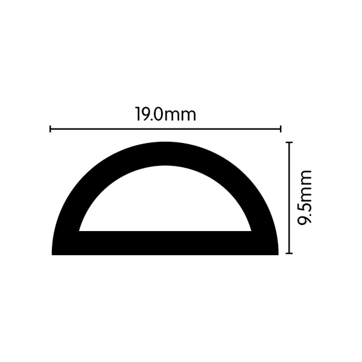 High Density Closed Cell EPDM Sponge Strip D Seal S/A 19mm x 9.5mm